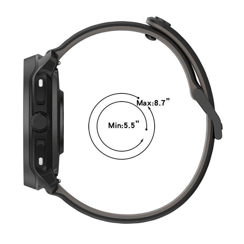 سوار بديل لساعات Suunto - حزام ساعة سيليكون 22 مم متوافق مع Suunto Race2 Run وRaceS وRace وVertical و9 PeakPro و9 Peak و5 Peak (رمادي) - Image 5